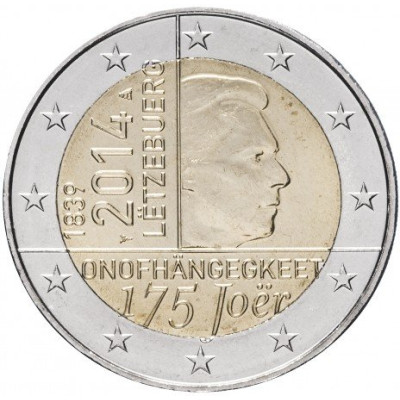 Монета 2 евро 2014 год  "175 лет независимости Люксембурга"